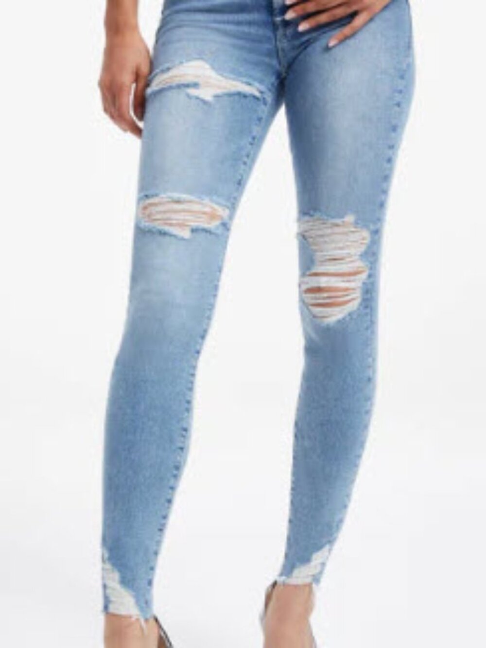 Good American Light Blue Distressed Skinny Jeans